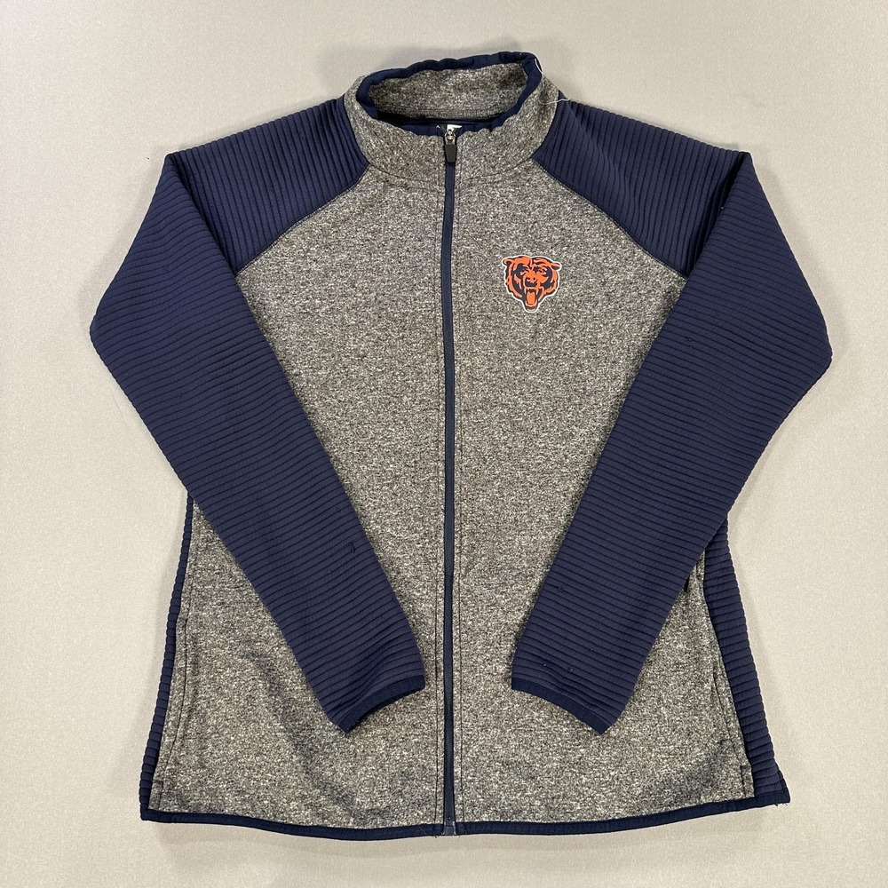 Chicago Bears Jacket Womens Large Blue Gray NFL Football Team Apparel Full Zip